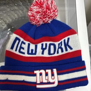 New York Giants NFL blue and red pom pom beanie #NFL #Giants